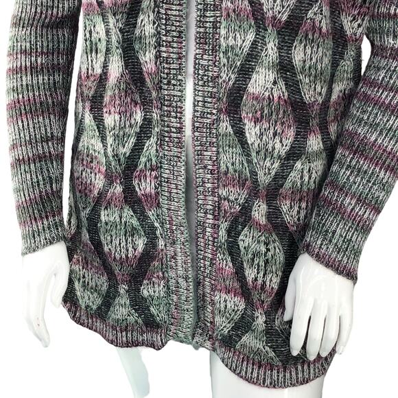 Soft Surroundings Womens Size S/M Sweater Cardigan Black Grey Knit Open - Picture 3 of 15